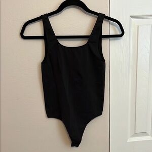 SKIMS Black Thong Bodysuit Scoop Neckline Tank Straps NWOT
